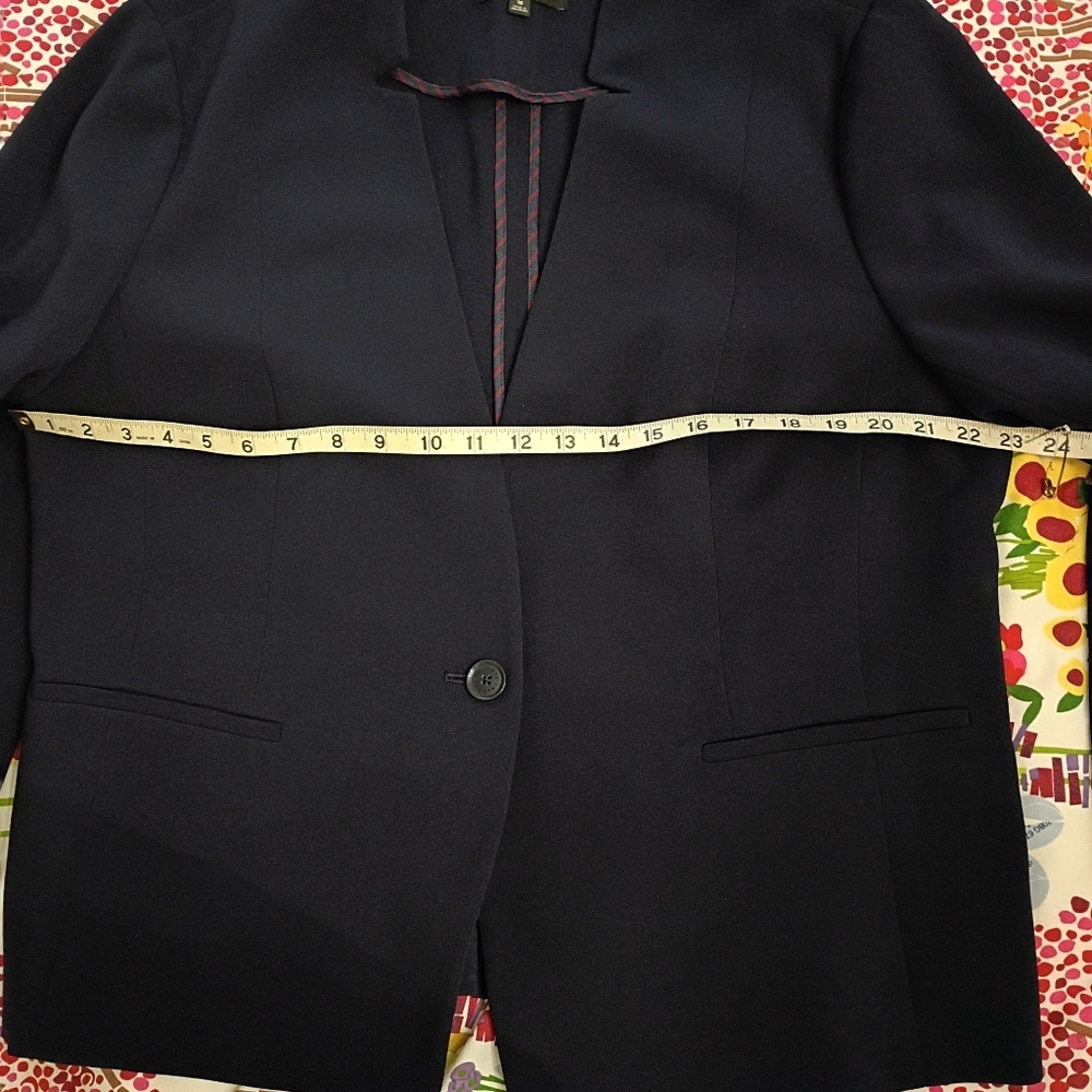 Talbots Navy Collarless Single-Button Blazer Size… - image 3